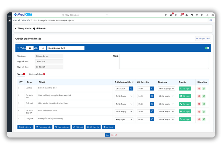 Tính năng nổi bật của MediCRM trong quản lý lịch hẹn
