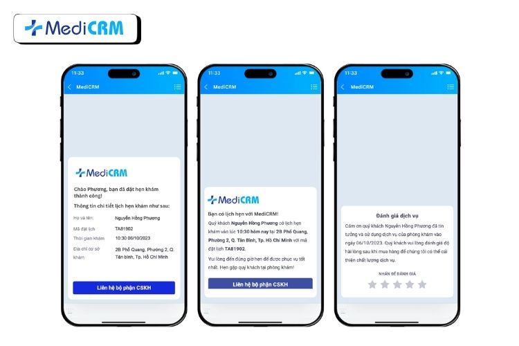 MediCRM hỗ trợ EMR chăm sóc khách hàng trước và sau khi khám