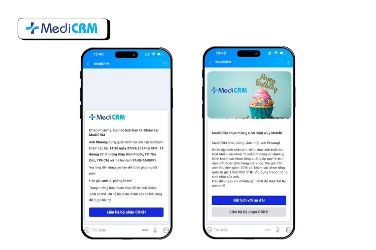 Tự động hóa CSKH hỗ trợ chăm sóc sau khám bằng tin nhắn, email…