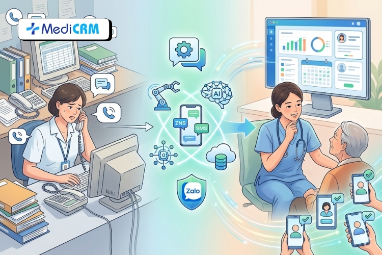 Tự động hóa CSKH y tế là việc ứng dụng công nghệ để chăm sóc bệnh nhân